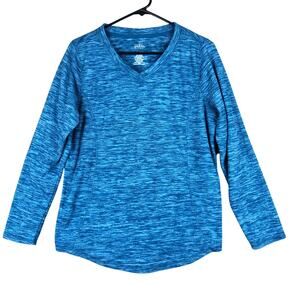 St Johns Bay Active Womens Sweater Blue V Neck Long Sleeve Lightweight Medium